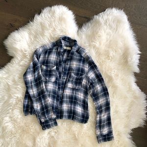 Abercrombie & Fitch Blue Plaid Crop Flannel